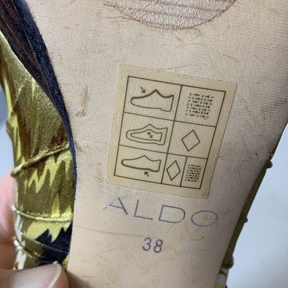 Aldo Jaylona Multicolor Pleated Fabric Peep Toe Platform High Heels Size 38 - Picture 9 of 16